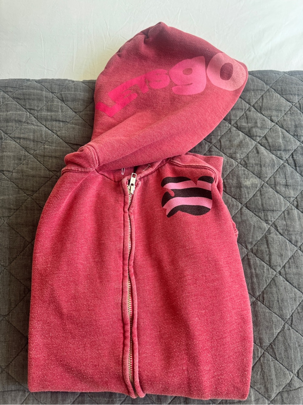 freecity Maroon/Pink Zip-Up Logo Hoodie